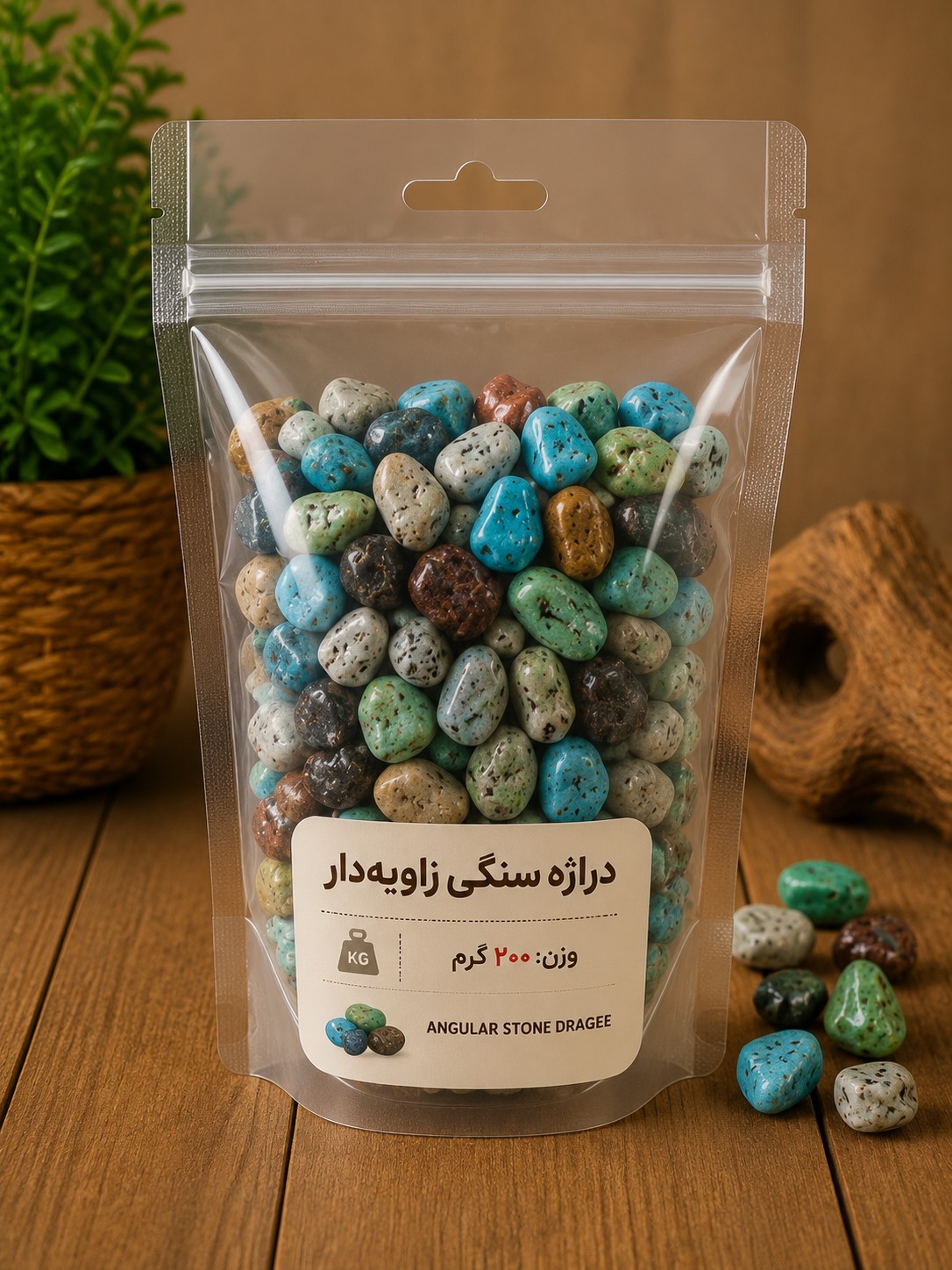 دراژه سنگی زاویه دار شیری (200 گرم)