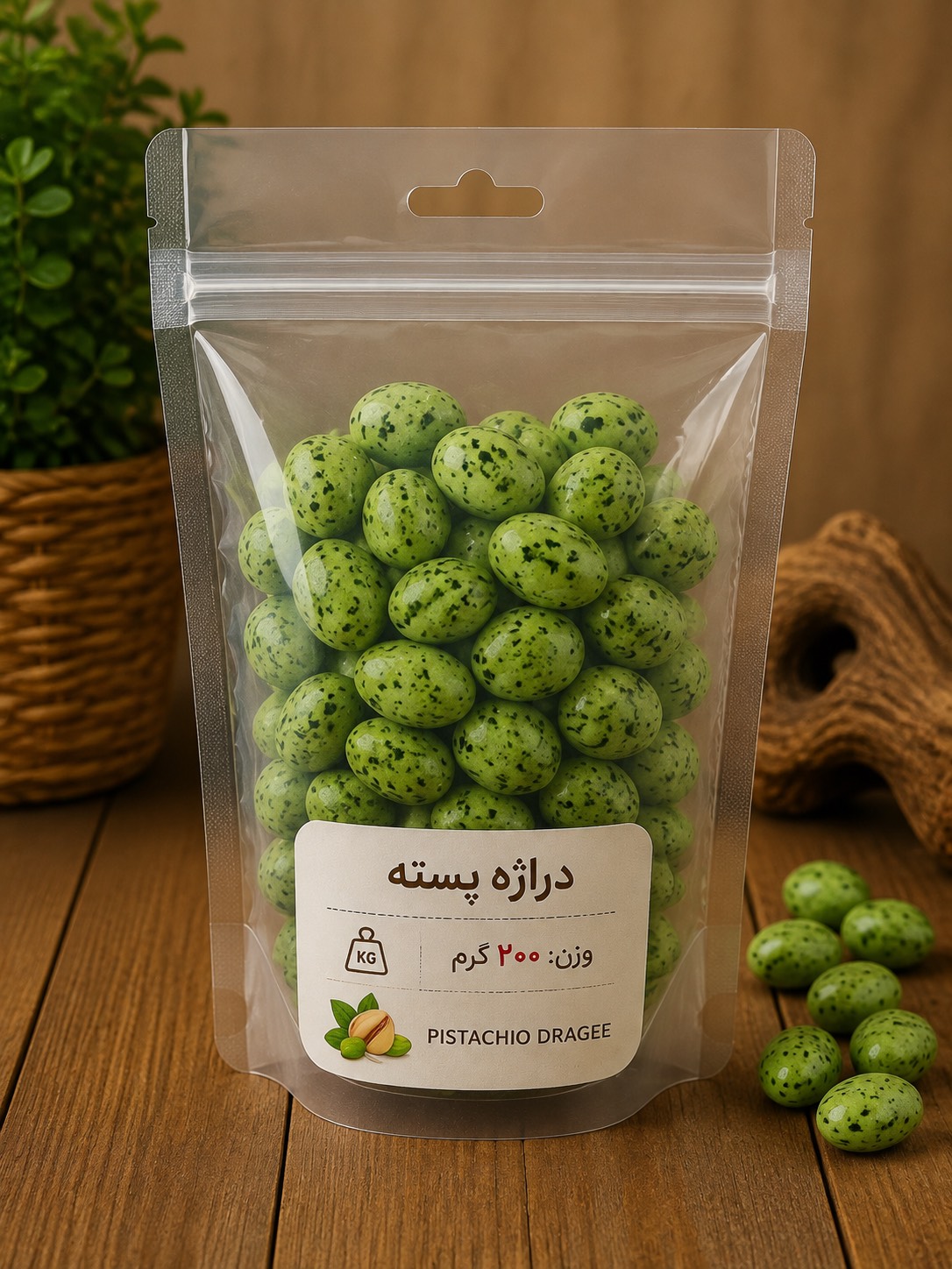 دراژه پسته شیری (200 گرم)